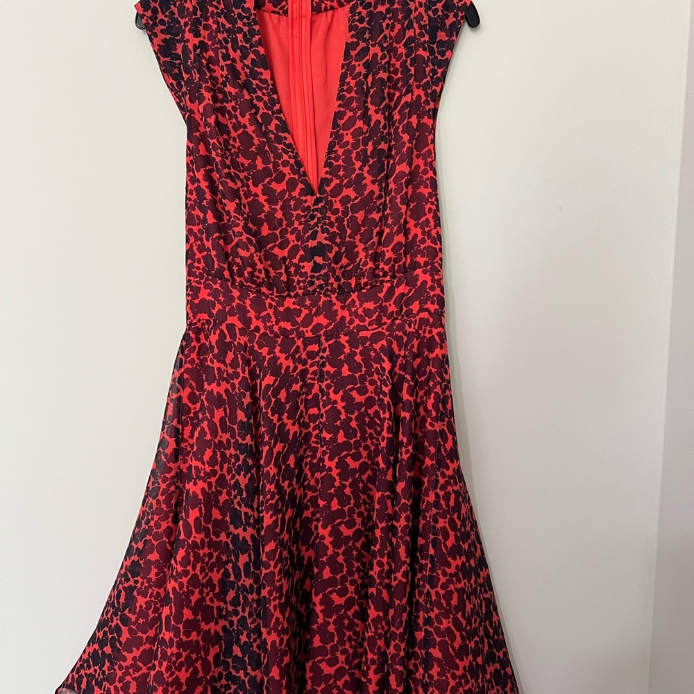 French Connection Red and Black Midi Dress